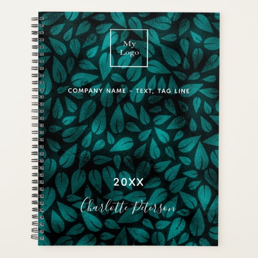 Turquoise feuillage noir feuille logo d'entreprise (Devant)