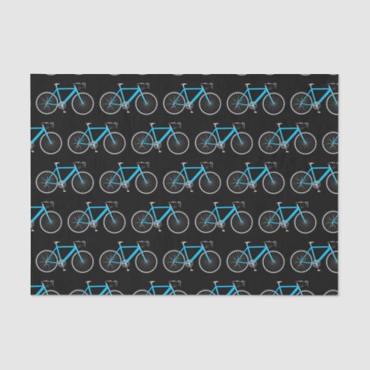 Turquoise fiets op zwart tissuepapier (Voorkant)