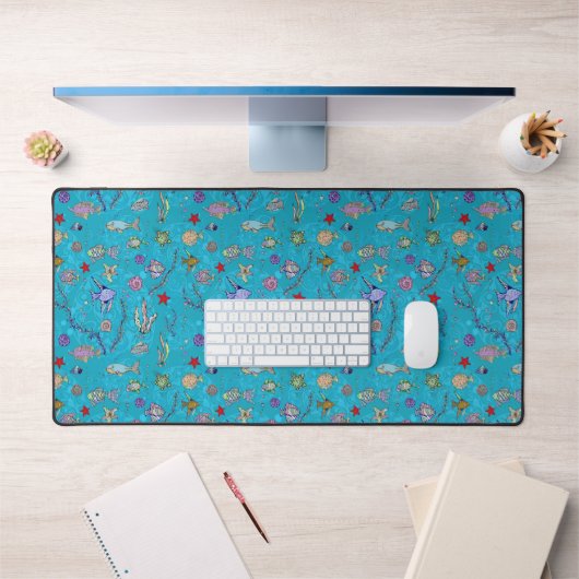 Turquoise Fish Pattern Bureaumat (Kantoor 1)