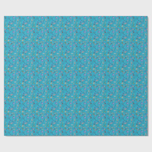 Turquoise Fish Pattern Cadeaupapier (Vlak)