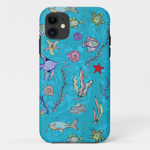 Turquoise Fish Pattern iPhone 11 Hoesje