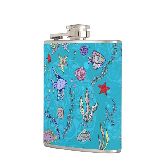 Turquoise Fish Pattern Heupfles (Links)