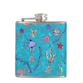 Turquoise Fish Pattern Heupfles (Voorkant)