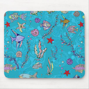 Turquoise Fish Pattern Muismat