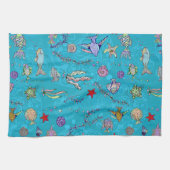 Turquoise Fish Pattern Theedoek (Horizontaal)