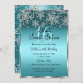 Turquoise Fléau de neige bleu doux 16 Invitation (Devant / Derrière)