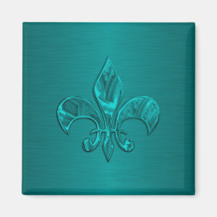 Turquoise Fleur de Lis Magneet