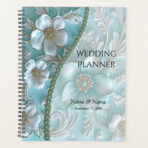 Turquoise Floral Blanc