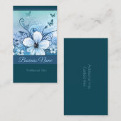 Turquoise Floral Carte de visite 2 (Devant / Derrière)