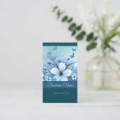 Turquoise Floral Carte de visite 2 (Debout devant)