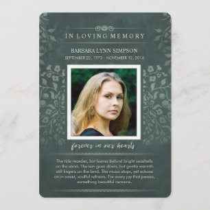 Turquoise Floral Custom Photo Poem Carte de remerc