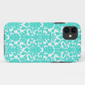Turquoise Floral Damask Pattern Case-Mate iPhone Case (Achterkant (horizontaal))