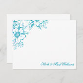 Turquoise Floral Letterpress Style Wedding (Voorkant / Achterkant)