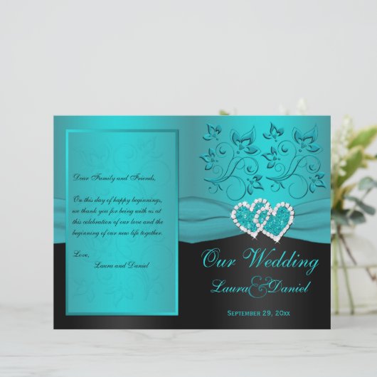 Turquoise, Floral Noir Rejoint Coeurs Programme de (Debout devant)