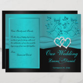 Turquoise, Floral Noir Rejoint Coeurs Programme de (Devant / Derrière)