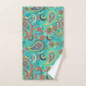 Turquoise Floral Paisley Bad Handdoek (Handdoek)