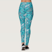 Turquoise Floral Paisley Leggings (Achterkant)