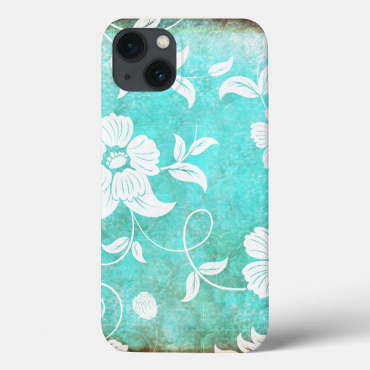 Turquoise Floral Pattern Case-Mate iPhone Case (Achterkant)