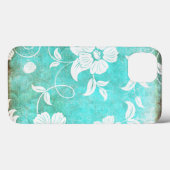  Turquoise Floral Pattern Case-Mate iPhone Case (Achterkant (horizontaal))