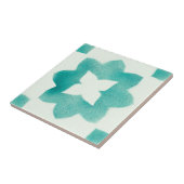 Turquoise Floral Pattern Tegeltje (Zijkant)