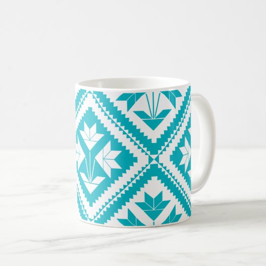 Turquoise Floral Quilt Mug (Devant droit)
