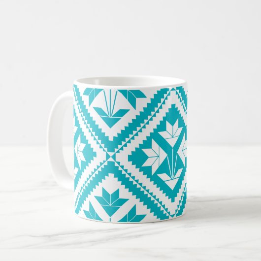 Turquoise Floral Quilt Mug (Devant gauche)