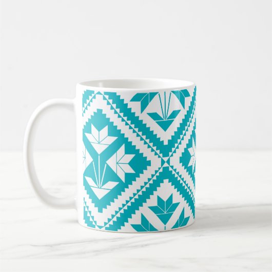 Turquoise Floral Quilt Mug Koffiemok (Links)