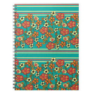 Turquoise Floral Spiral Notitieboek