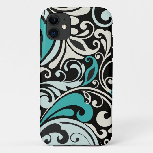 Turquoise Floral Swirls iPhone 5 Coque (Dos)