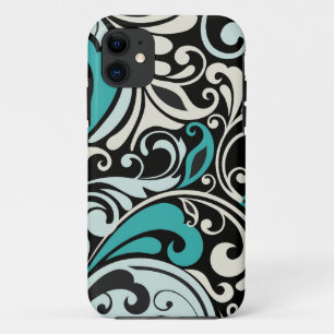 Turquoise Floral Swirls iPhone 5 Hoesje