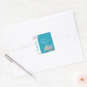 Turquoise Floral Wedding Bedankt Vierkante Sticker (Envelop)