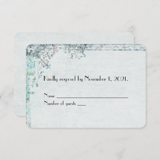 turquoise florale grens RSVP (Voorkant / Achterkant)