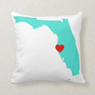 Turquoise Florida met Red Heart Kussen