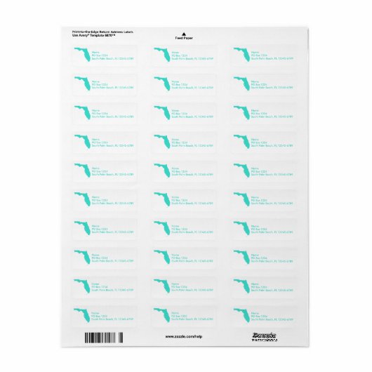 Turquoise Florida Personalized Etiket (Full Sheet)