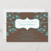 Turquoise Flourish Bridal Shower Invitation Kaart (Voorkant)