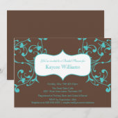 Turquoise Flourish Bridal Shower Invitation Kaart (Voorkant / Achterkant)