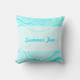 Turquoise Flower and Swirls Pillow Kussen