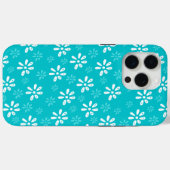 Turquoise Flowers Motif iPhone 15 Pro Max Coque (Verso (horizontal))
