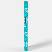 Turquoise Flowers Motif iPhone 15 Pro Max Coque (Verso / Droite)