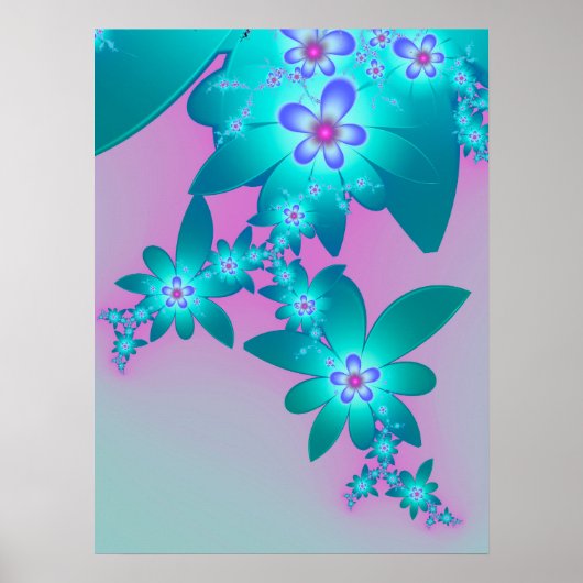 Turquoise Flowers Poster (Voorkant)