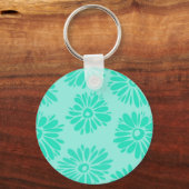 Turquoise Flowers Sleutelhanger (Voorkant)
