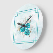 Turquoise Flowers Wall klok (Hoek)