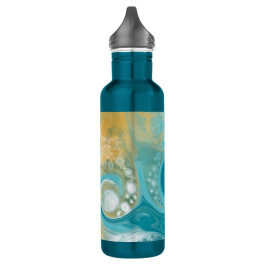 Turquoise Fluid Art Marble Personalized Waterfles (Links)