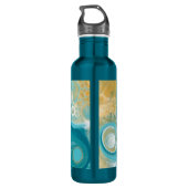 Turquoise Fluid Art Marble Personalized Waterfles (Achterkant)