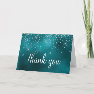 Turquoise Folie Ombre Faux Glitter 40e Verjaardag Bedankkaart