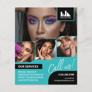 Turquoise Fotocollage Logo QR Make-up Promotie Flyer