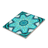 Turquoise Fractal Flower Bathroom Tegel Tegeltje (Zijkant)