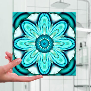 Turquoise Fractal Flower Bathroom Tegel Tegeltje