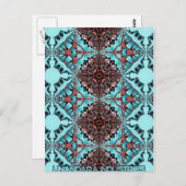 Turquoise Fractal Star Blast Briefkaart (Voorkant / Achterkant)