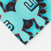 Turquoise Fractal Star Blast Fleece Deken (Hoek)